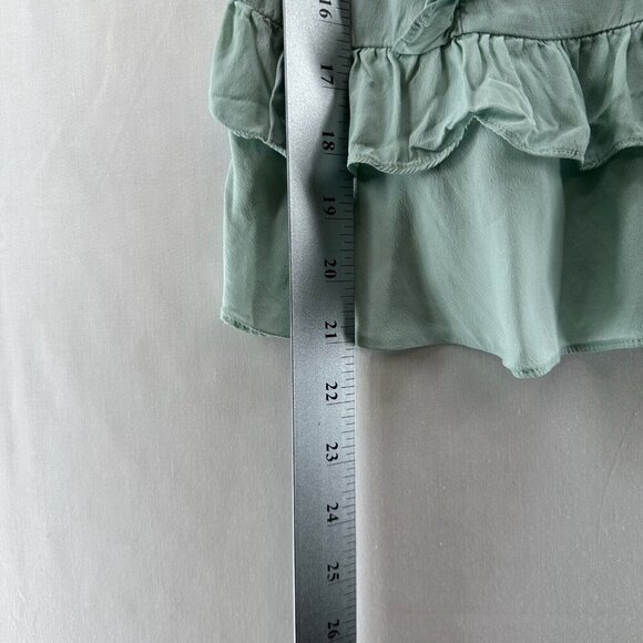 H&M Tank Top Womens Size 6 Ruffled Tiered Cami Sleeveless Viscose Silk Green - Picture 8 of 8